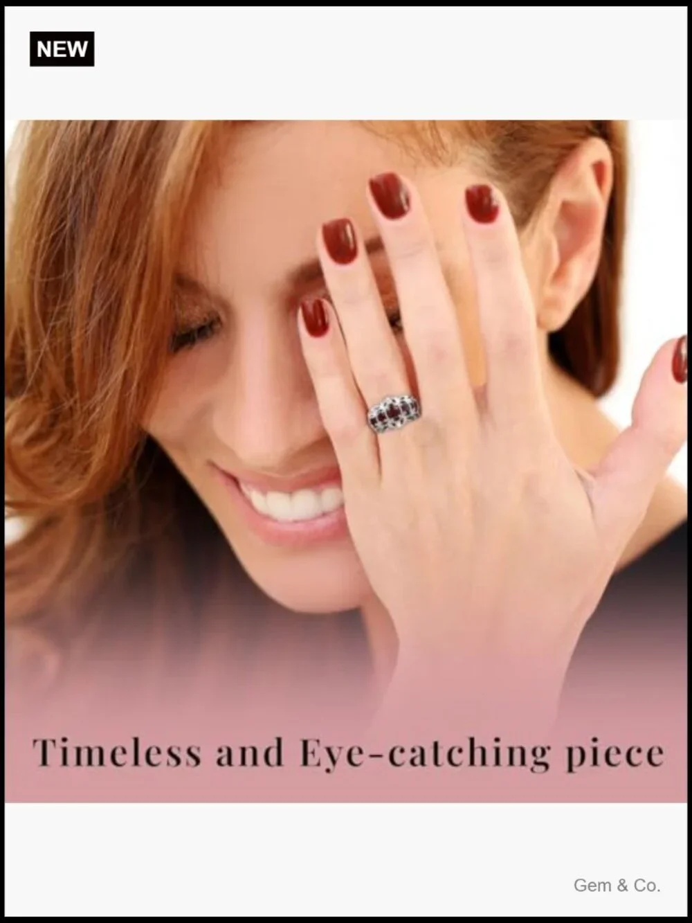 Vintage Style 5 Stone Garnet Ring Platinum Plated Promise Ring